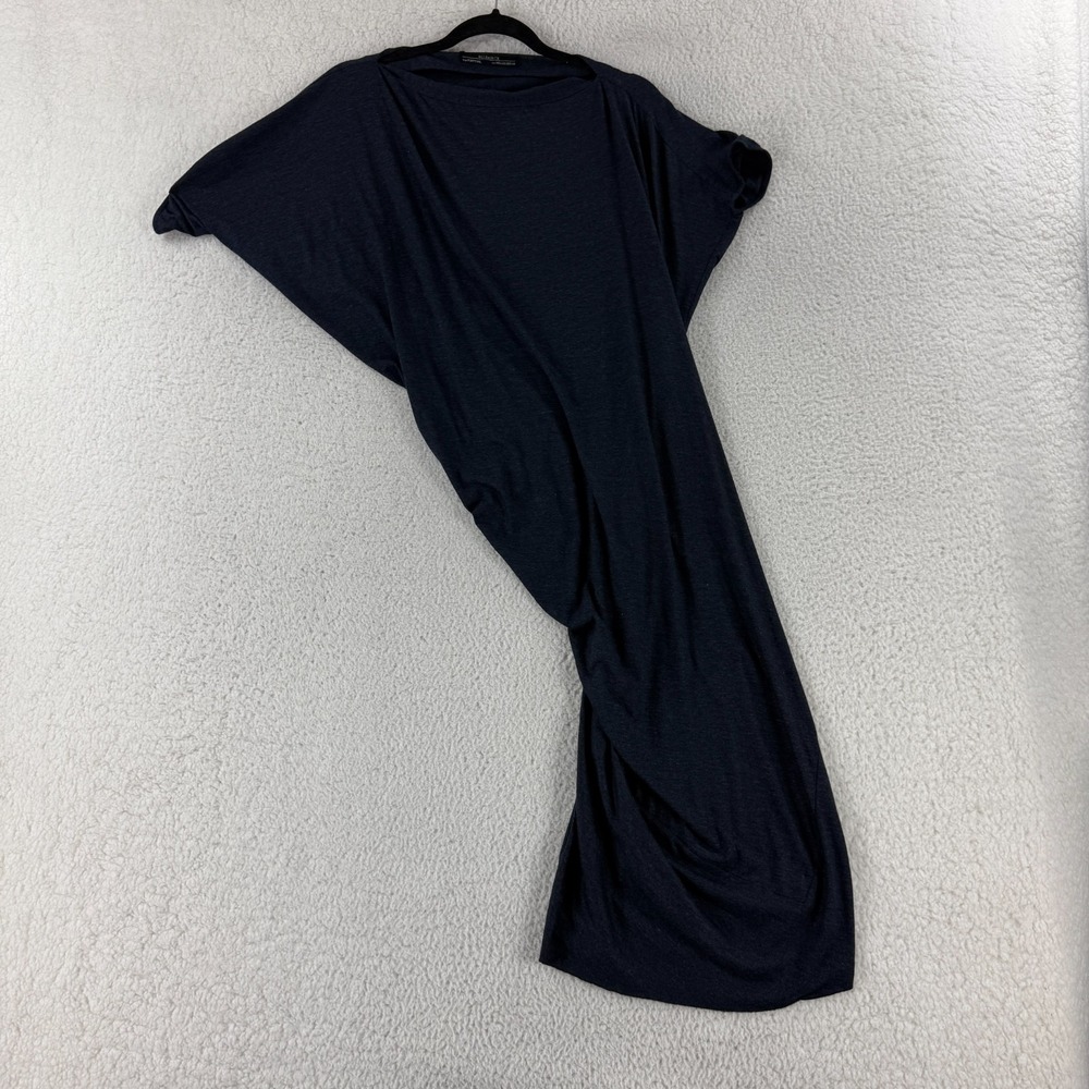 AllSaints Pia Jersey Dress Womens Size 2 Navy Blue Knee Length‎ Ruched Stretch
